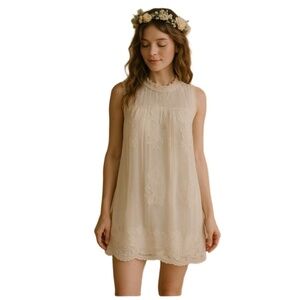 No Boundaries White Lace Overlay High Neck A Line Sleeveless Dress Womens XXL